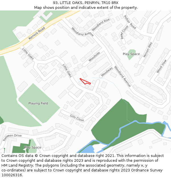 93, LITTLE OAKS, PENRYN, TR10 8RX: Location map and indicative extent of plot