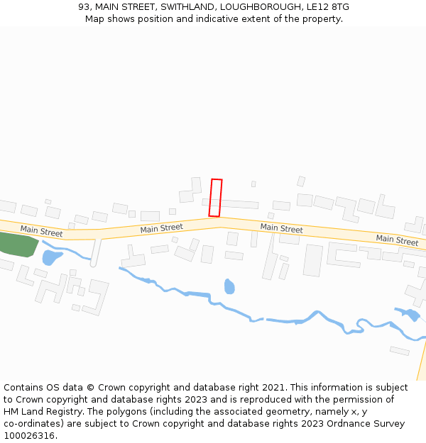 93, MAIN STREET, SWITHLAND, LOUGHBOROUGH, LE12 8TG: Location map and indicative extent of plot