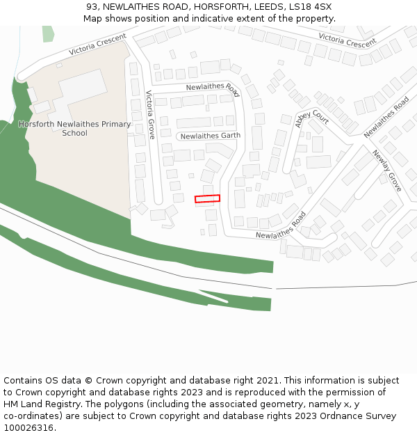 93, NEWLAITHES ROAD, HORSFORTH, LEEDS, LS18 4SX: Location map and indicative extent of plot