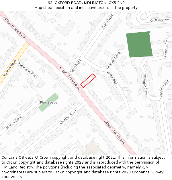 93, OXFORD ROAD, KIDLINGTON, OX5 2NP: Location map and indicative extent of plot