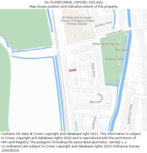 93, PLATER DRIVE, OXFORD, OX2 6QU: Location map and indicative extent of plot