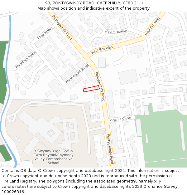 93, PONTYGWINDY ROAD, CAERPHILLY, CF83 3HH: Location map and indicative extent of plot