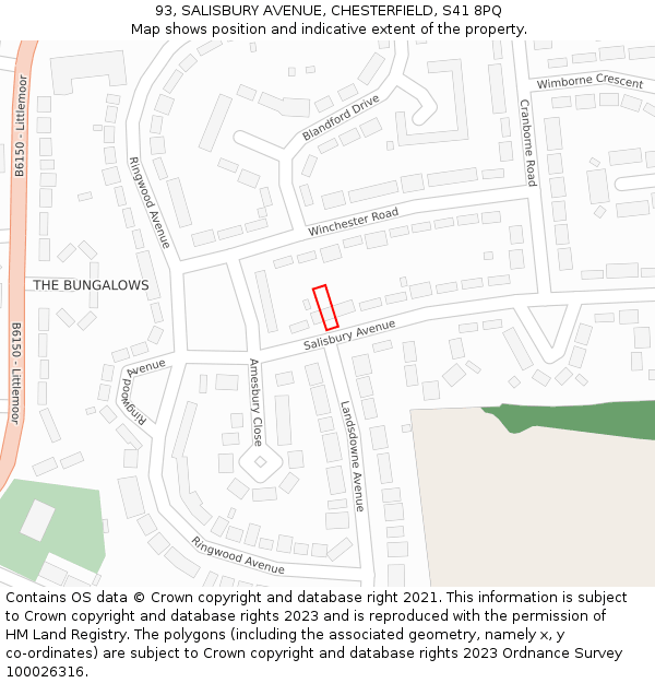 93, SALISBURY AVENUE, CHESTERFIELD, S41 8PQ: Location map and indicative extent of plot