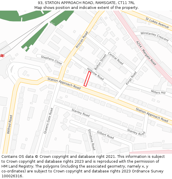 93, STATION APPROACH ROAD, RAMSGATE, CT11 7RL: Location map and indicative extent of plot