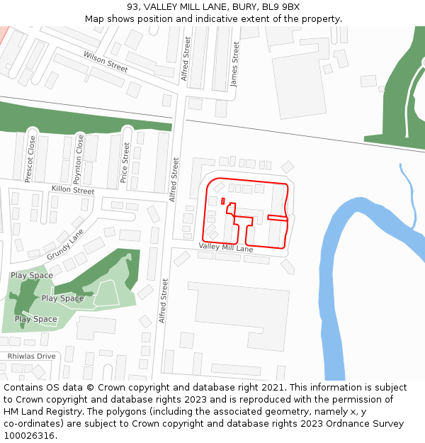 93, VALLEY MILL LANE, BURY, BL9 9BX: Location map and indicative extent of plot