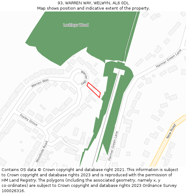93, WARREN WAY, WELWYN, AL6 0DL: Location map and indicative extent of plot