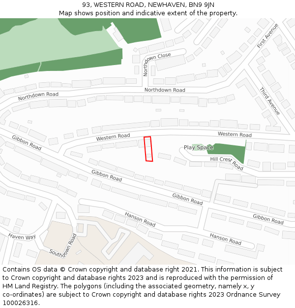 93, WESTERN ROAD, NEWHAVEN, BN9 9JN: Location map and indicative extent of plot