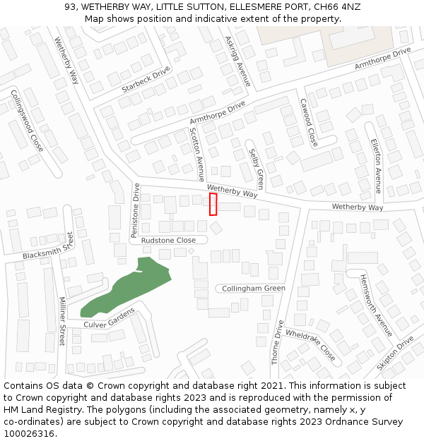 93, WETHERBY WAY, LITTLE SUTTON, ELLESMERE PORT, CH66 4NZ: Location map and indicative extent of plot