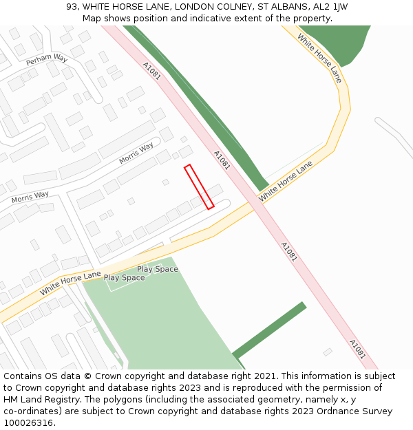 93, WHITE HORSE LANE, LONDON COLNEY, ST ALBANS, AL2 1JW: Location map and indicative extent of plot