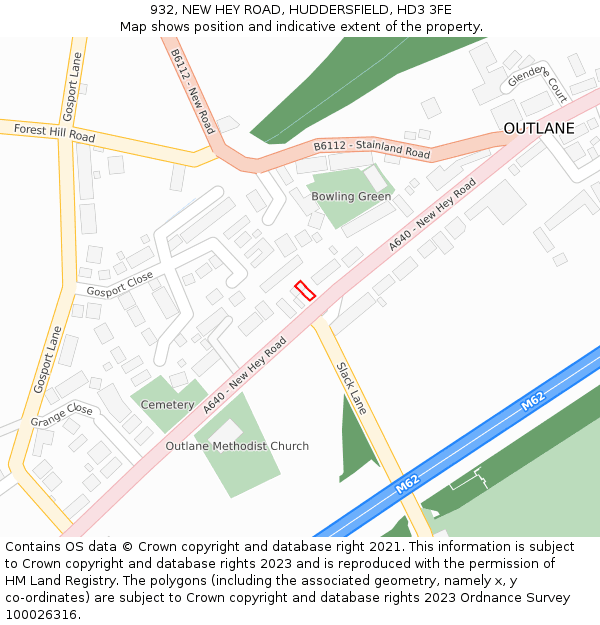 932, NEW HEY ROAD, HUDDERSFIELD, HD3 3FE: Location map and indicative extent of plot