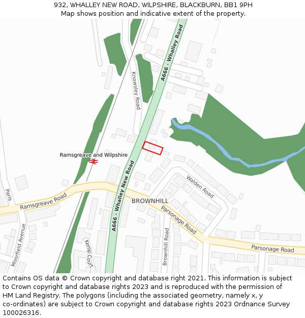 932, WHALLEY NEW ROAD, WILPSHIRE, BLACKBURN, BB1 9PH: Location map and indicative extent of plot