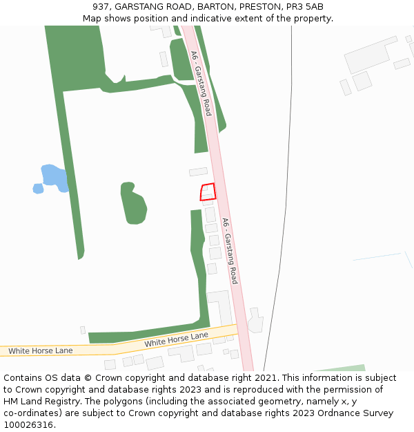 937, GARSTANG ROAD, BARTON, PRESTON, PR3 5AB: Location map and indicative extent of plot