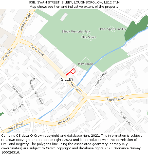 93B, SWAN STREET, SILEBY, LOUGHBOROUGH, LE12 7NN: Location map and indicative extent of plot