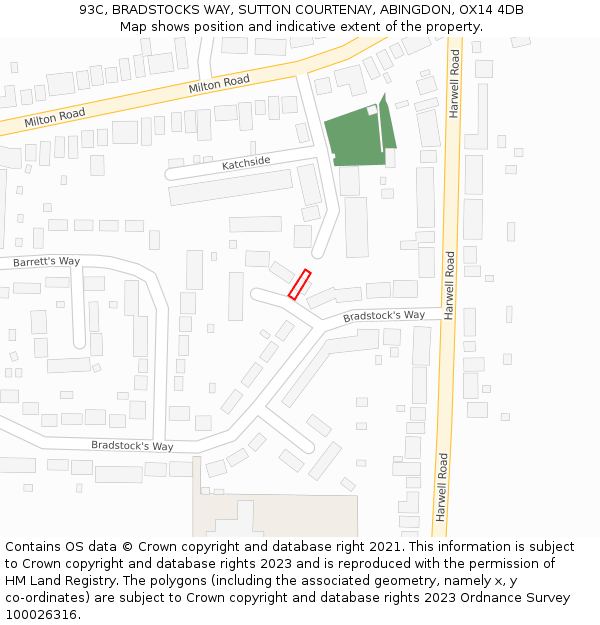 93C, BRADSTOCKS WAY, SUTTON COURTENAY, ABINGDON, OX14 4DB: Location map and indicative extent of plot