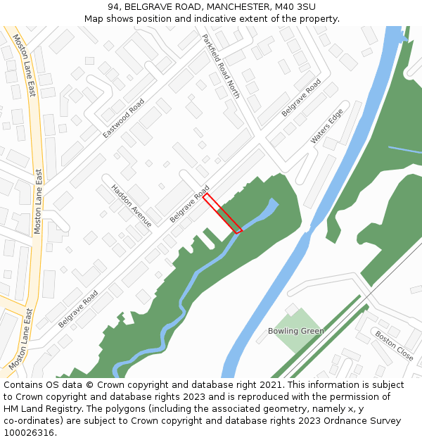 94, BELGRAVE ROAD, MANCHESTER, M40 3SU: Location map and indicative extent of plot