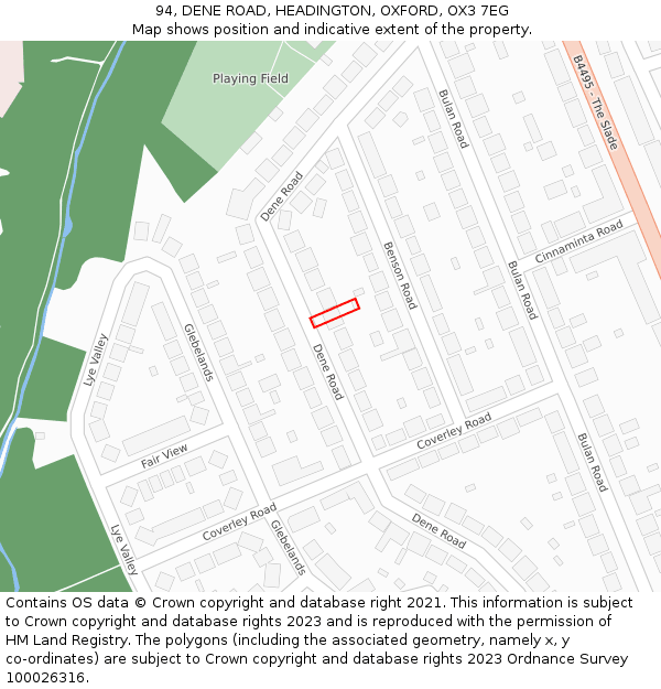 94, DENE ROAD, HEADINGTON, OXFORD, OX3 7EG: Location map and indicative extent of plot