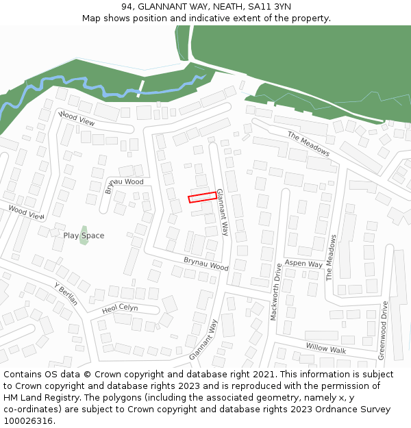 94, GLANNANT WAY, NEATH, SA11 3YN: Location map and indicative extent of plot