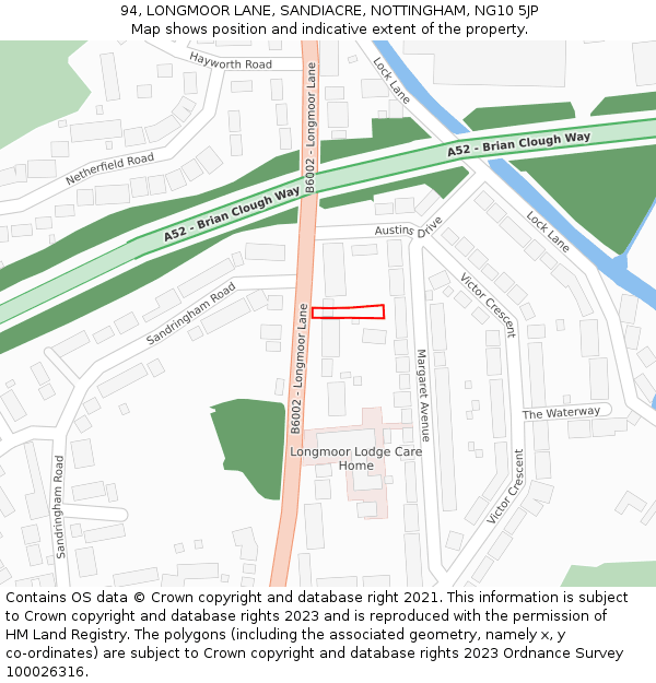 94, LONGMOOR LANE, SANDIACRE, NOTTINGHAM, NG10 5JP: Location map and indicative extent of plot