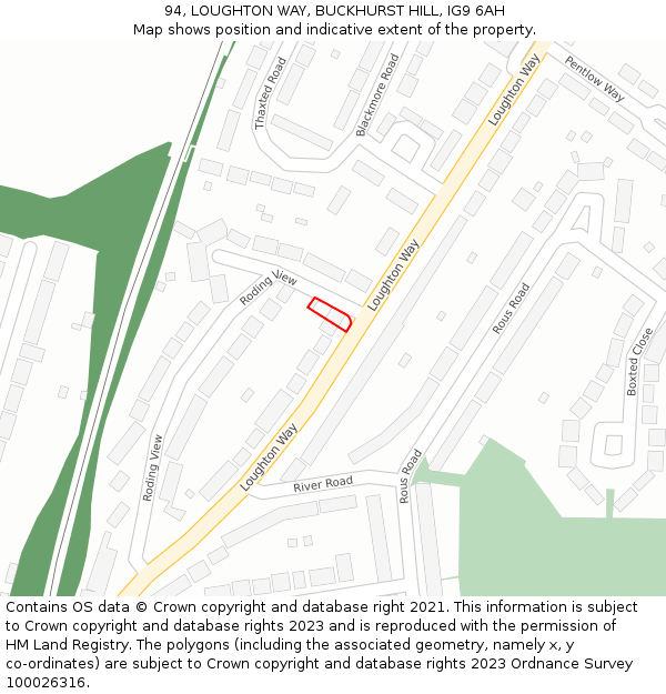 94, LOUGHTON WAY, BUCKHURST HILL, IG9 6AH: Location map and indicative extent of plot
