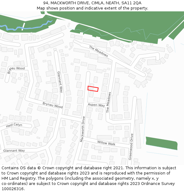 94, MACKWORTH DRIVE, CIMLA, NEATH, SA11 2QA: Location map and indicative extent of plot