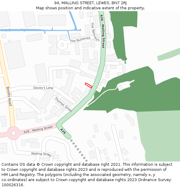 94, MALLING STREET, LEWES, BN7 2RJ: Location map and indicative extent of plot