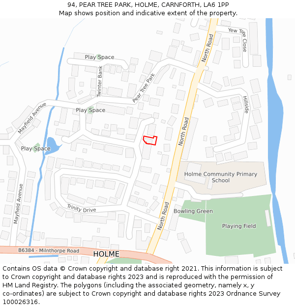 94, PEAR TREE PARK, HOLME, CARNFORTH, LA6 1PP: Location map and indicative extent of plot