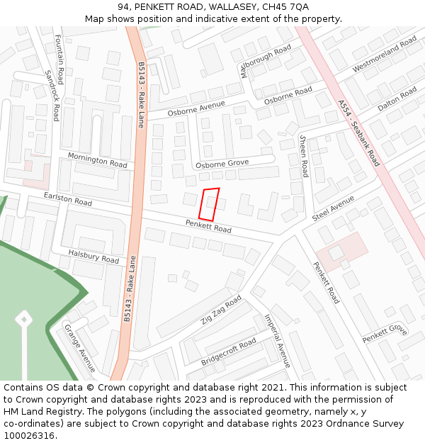 94, PENKETT ROAD, WALLASEY, CH45 7QA: Location map and indicative extent of plot