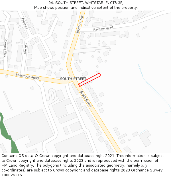 94, SOUTH STREET, WHITSTABLE, CT5 3EJ: Location map and indicative extent of plot