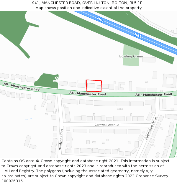 941, MANCHESTER ROAD, OVER HULTON, BOLTON, BL5 1EH: Location map and indicative extent of plot