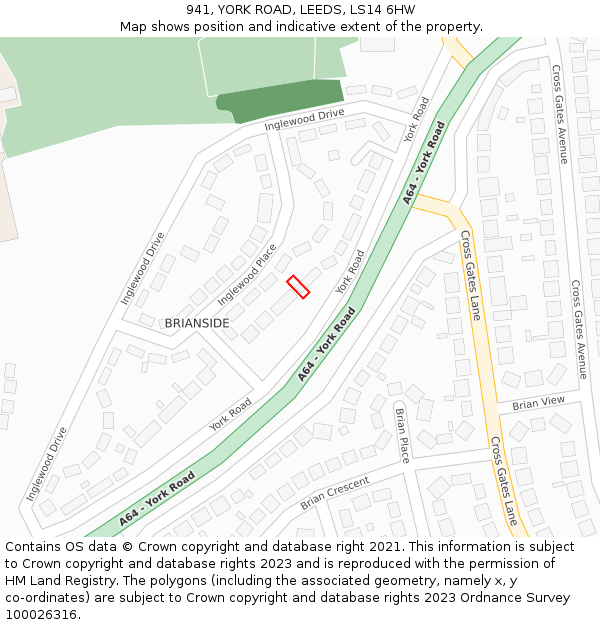 941, YORK ROAD, LEEDS, LS14 6HW: Location map and indicative extent of plot