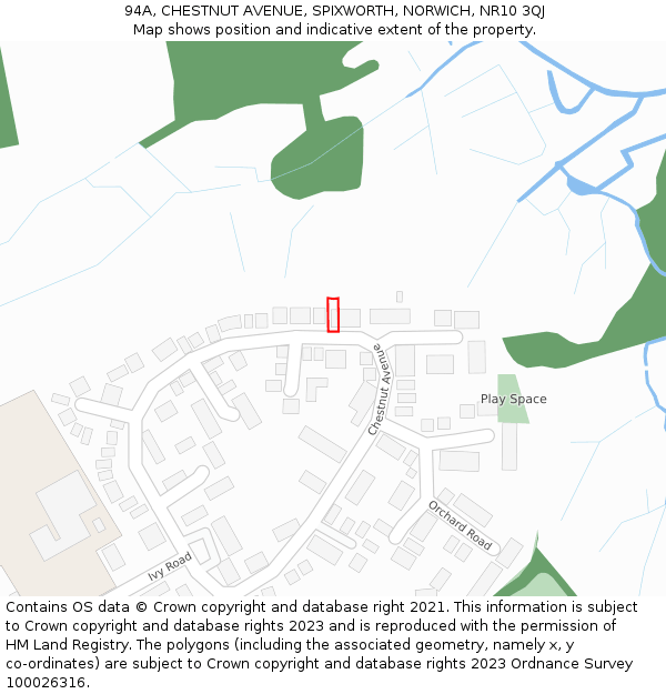 94A, CHESTNUT AVENUE, SPIXWORTH, NORWICH, NR10 3QJ: Location map and indicative extent of plot