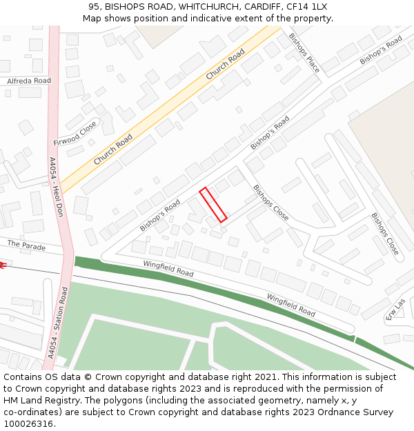 95, BISHOPS ROAD, WHITCHURCH, CARDIFF, CF14 1LX: Location map and indicative extent of plot