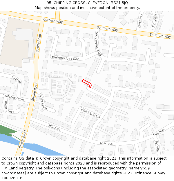 95, CHIPPING CROSS, CLEVEDON, BS21 5JQ: Location map and indicative extent of plot