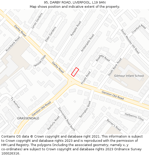 95, DARBY ROAD, LIVERPOOL, L19 9AN: Location map and indicative extent of plot