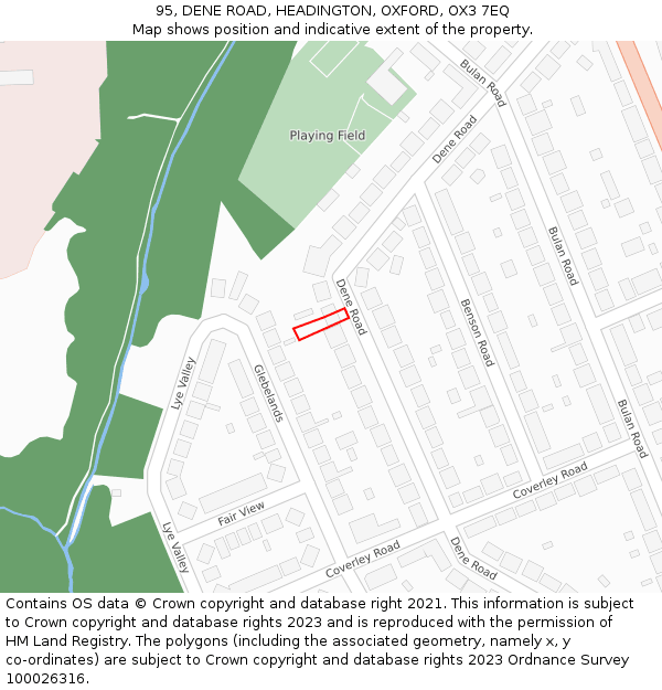 95, DENE ROAD, HEADINGTON, OXFORD, OX3 7EQ: Location map and indicative extent of plot