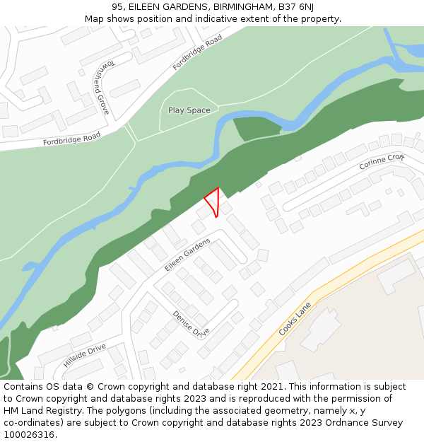 95, EILEEN GARDENS, BIRMINGHAM, B37 6NJ: Location map and indicative extent of plot