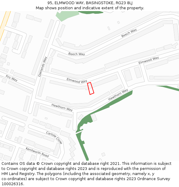 95, ELMWOOD WAY, BASINGSTOKE, RG23 8LJ: Location map and indicative extent of plot