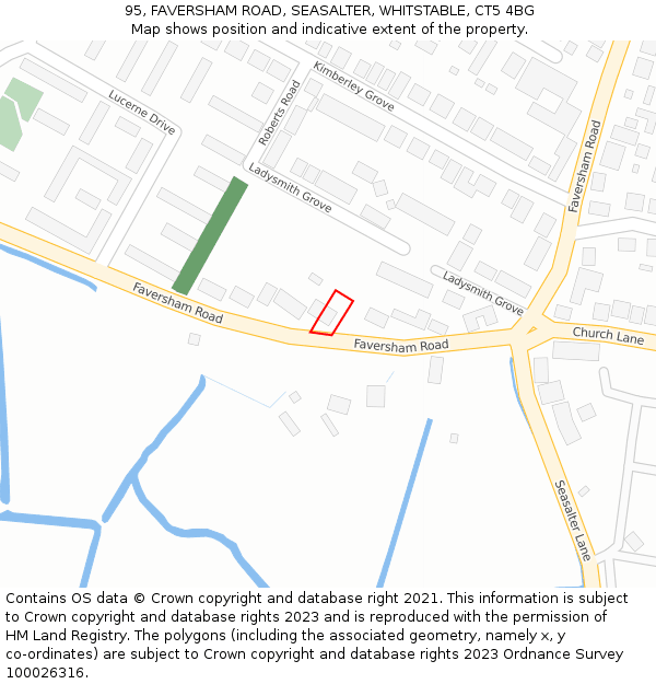 95, FAVERSHAM ROAD, SEASALTER, WHITSTABLE, CT5 4BG: Location map and indicative extent of plot