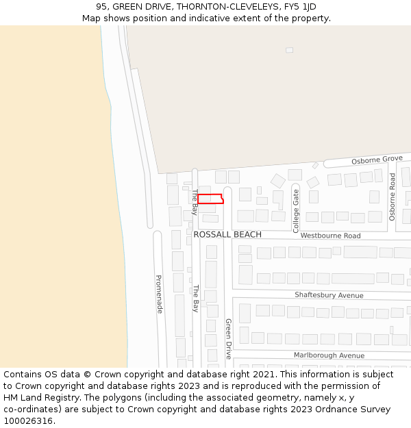 95, GREEN DRIVE, THORNTON-CLEVELEYS, FY5 1JD: Location map and indicative extent of plot