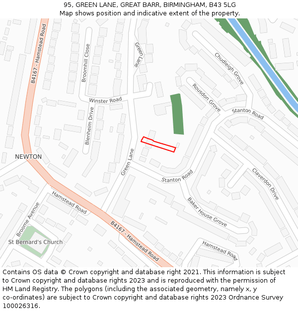 95, GREEN LANE, GREAT BARR, BIRMINGHAM, B43 5LG: Location map and indicative extent of plot