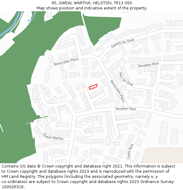 95, GWEAL WARTHA, HELSTON, TR13 0SX: Location map and indicative extent of plot