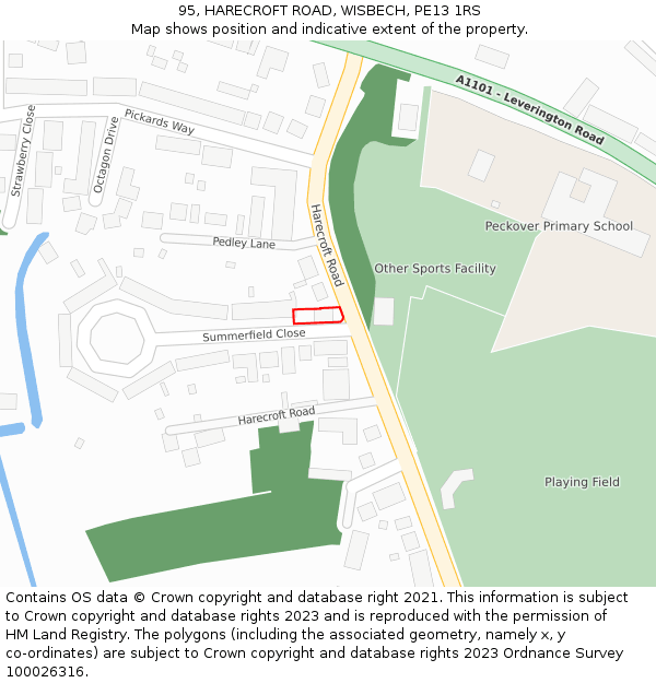 95, HARECROFT ROAD, WISBECH, PE13 1RS: Location map and indicative extent of plot