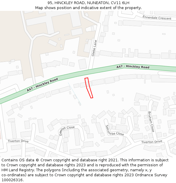 95, HINCKLEY ROAD, NUNEATON, CV11 6LH: Location map and indicative extent of plot