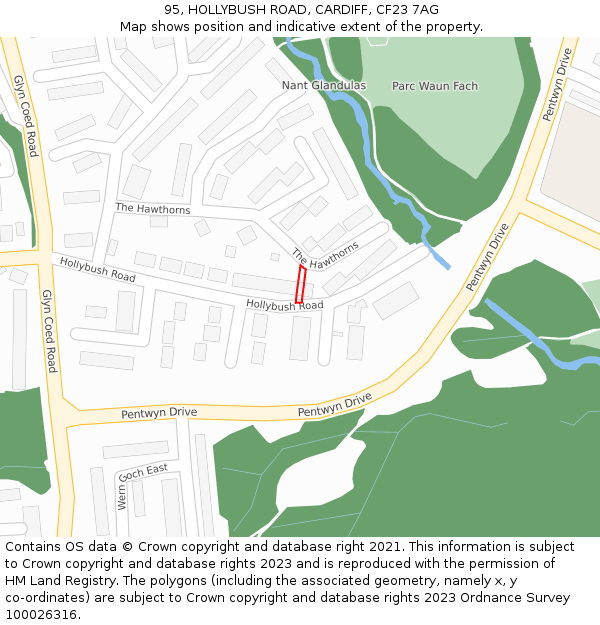 95, HOLLYBUSH ROAD, CARDIFF, CF23 7AG: Location map and indicative extent of plot