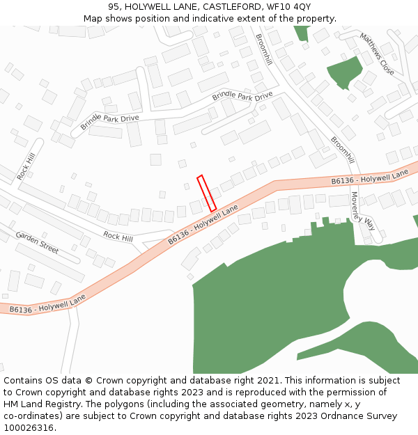 95, HOLYWELL LANE, CASTLEFORD, WF10 4QY: Location map and indicative extent of plot