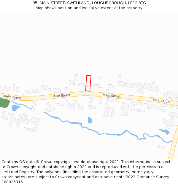 95, MAIN STREET, SWITHLAND, LOUGHBOROUGH, LE12 8TG: Location map and indicative extent of plot
