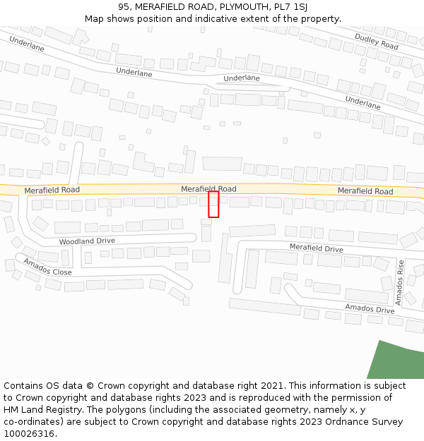 95, MERAFIELD ROAD, PLYMOUTH, PL7 1SJ: Location map and indicative extent of plot