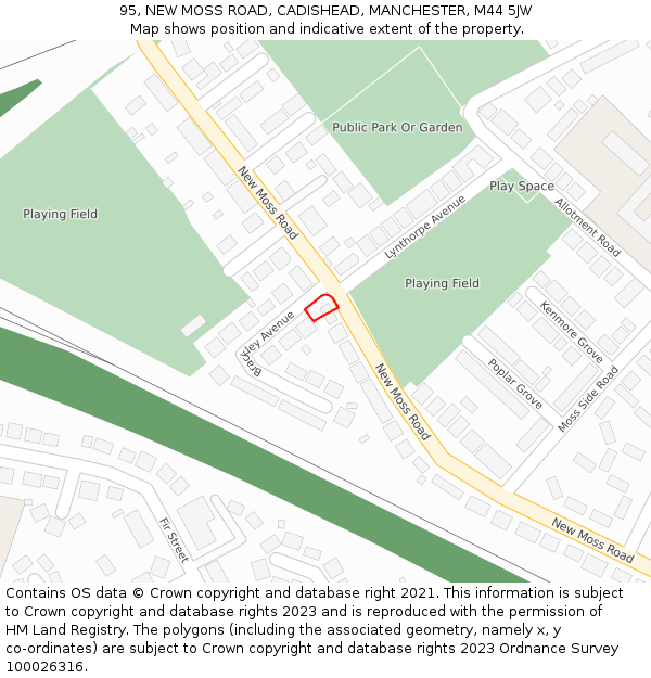 95, NEW MOSS ROAD, CADISHEAD, MANCHESTER, M44 5JW: Location map and indicative extent of plot