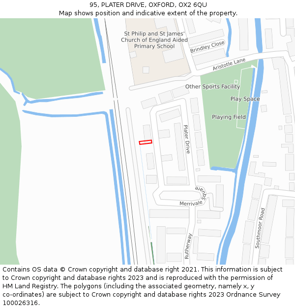 95, PLATER DRIVE, OXFORD, OX2 6QU: Location map and indicative extent of plot