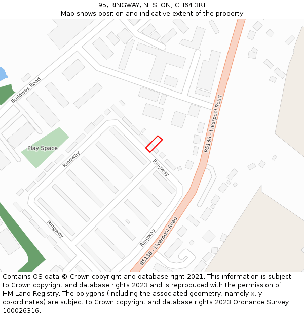 95, RINGWAY, NESTON, CH64 3RT: Location map and indicative extent of plot